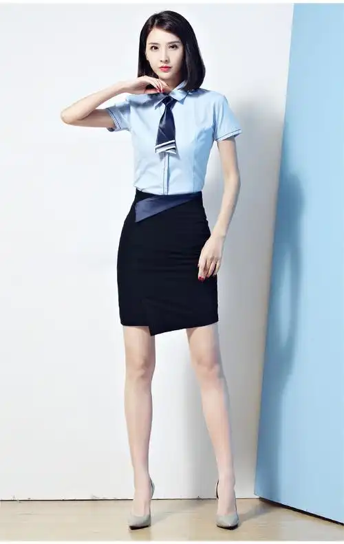 mtinyol时尚空姐制服职业装女装套装裙女夏衬衫短袖美容师工作服工装
