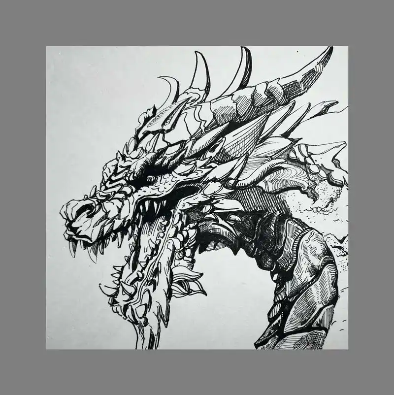 创意素描|线描.挑战画100天线描(第五天) 一条龙9494 - 抖音