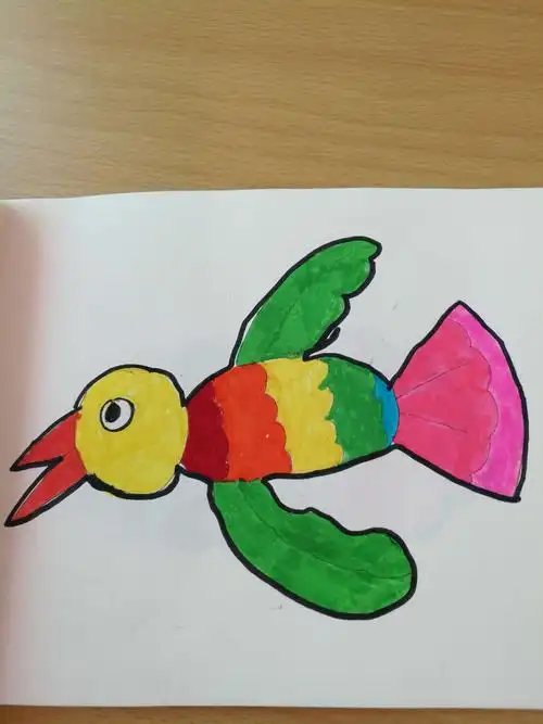 二年级学生画的鸟