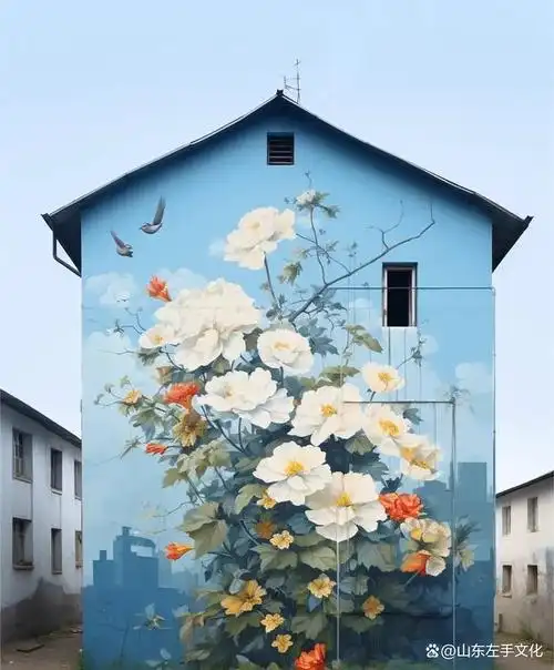 济南墙绘壁画中花朵主题墙绘是一种以花朵为主要元素的壁画艺术形式.