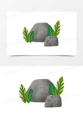 手绘插画风石头免抠元素