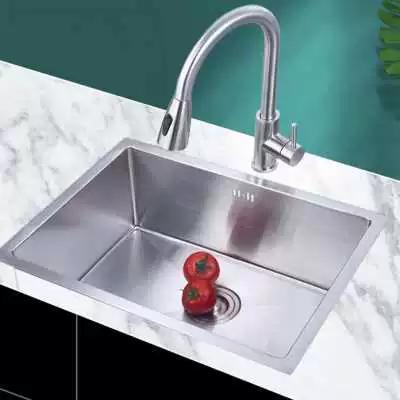 樱茂厨房锈盆sus304不双钢洗菜槽向碗池拉丝p反洗水槽左小右大双