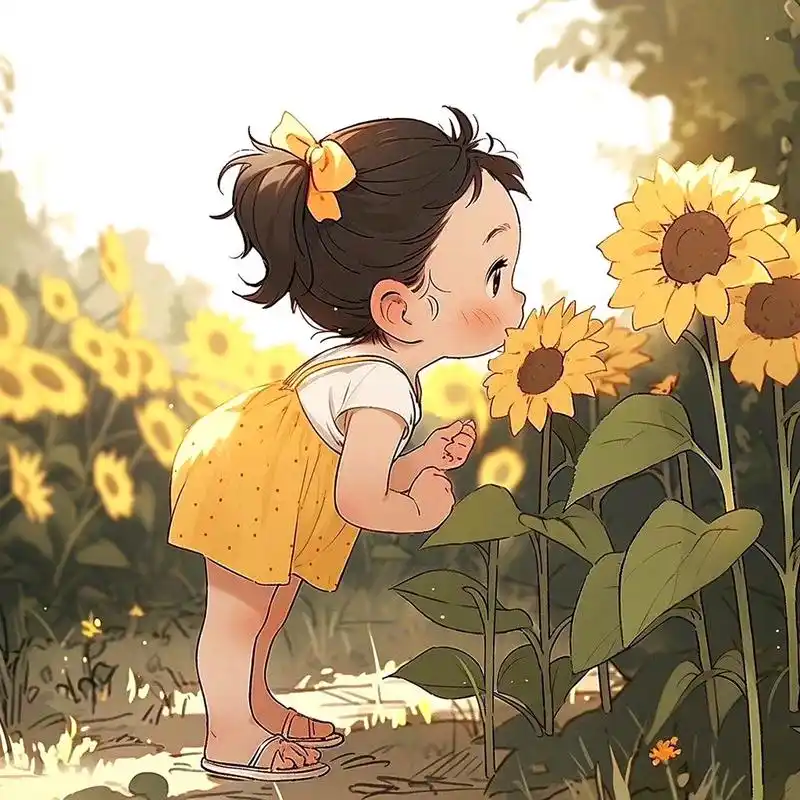 可爱的向日葵女孩,乐观向上,太喜欢了.#头像# #素材