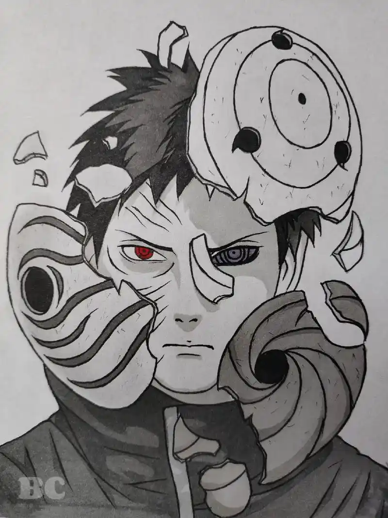 带土 #手绘教程 #黑白画 #临摹 - 抖音