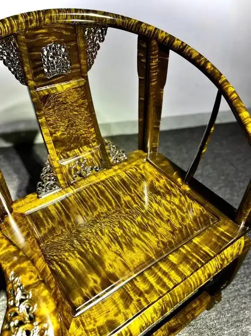 正宗金丝楠木小叶桢楠千年阴沉乌木满纹精品圈椅