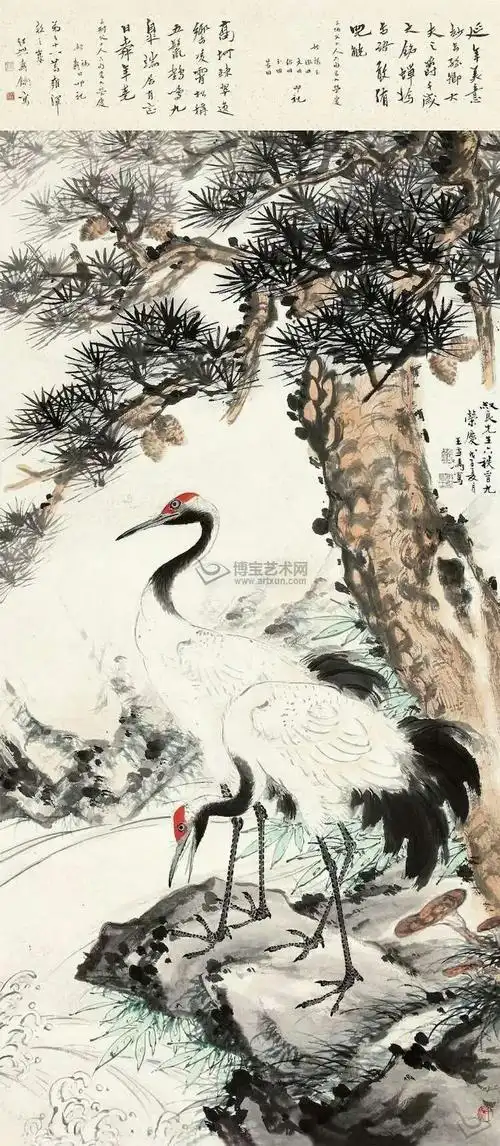 长寿仙鹤图,松鹤延年图.太珍贵了!