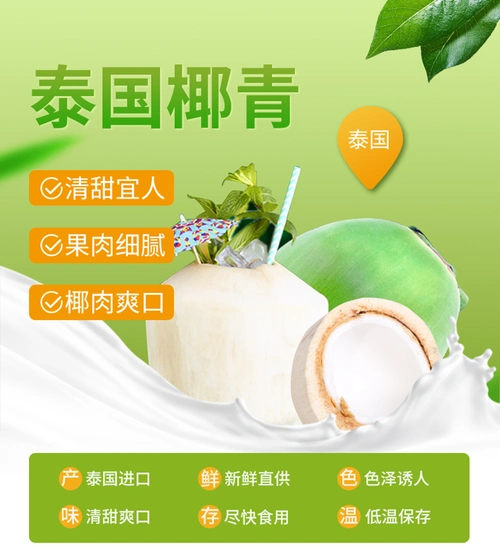 泰航泰国进口新鲜椰青椰子热带生鲜水果9个装单果700900g