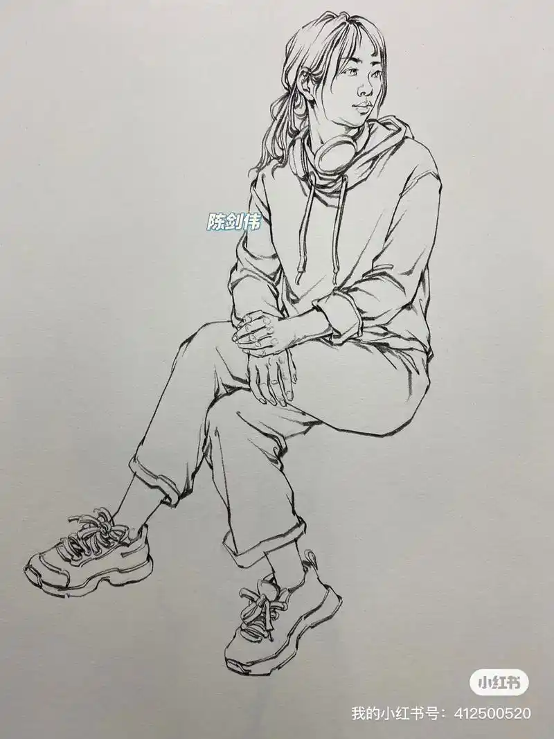 一些线面人物速写轮廓最近开始画线面了