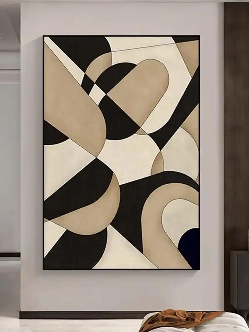 侘寂风几何抽象艺术现代简约客厅玄关装饰画.《界定》  基于棕 - 抖音