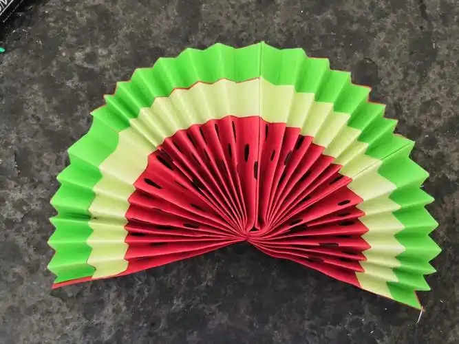 【美工活动 宅出创意】——折纸《西瓜扇子》