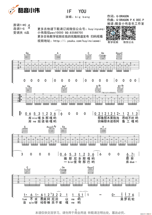 if you(酷音小伟编谱)_简谱