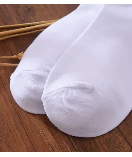 筒袜长袜袜子男纯棉长筒纯白色中帮棉祙短袜日系长筒袜