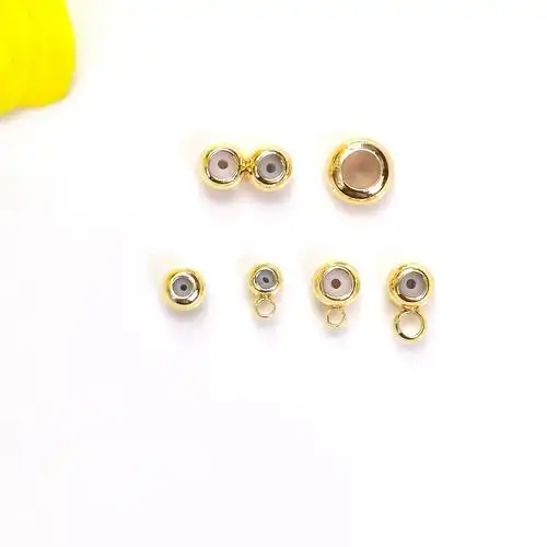 14k包金保色硅胶铜珠 调节珠硅胶定位珠子 项链手链耳饰隔珠材料