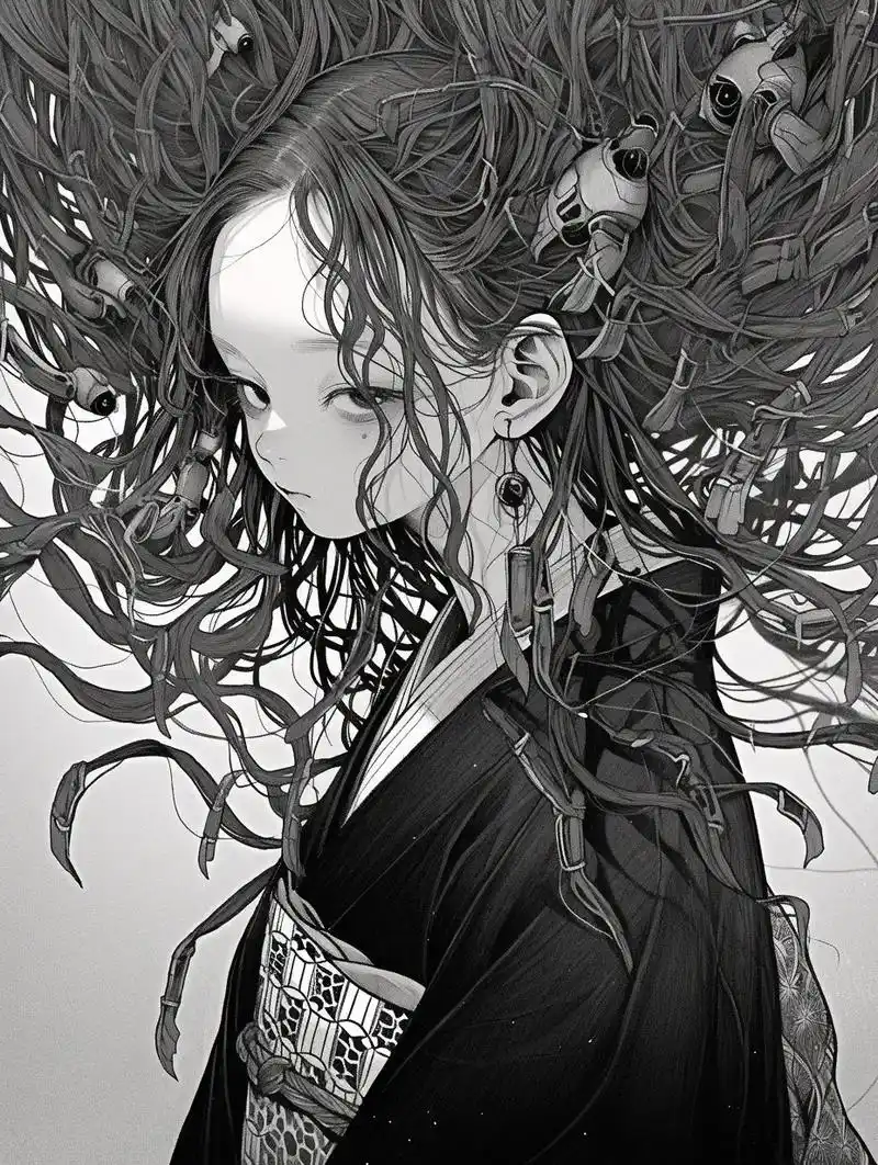 黑白线稿.#原创 #漫画 #绝美 #二次元 #动漫 - 抖音