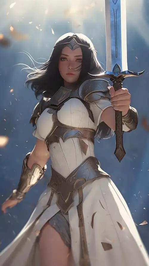 加文三月正在给大家提供mj制作精美壁纸,这次白色铠甲天使美女战士.