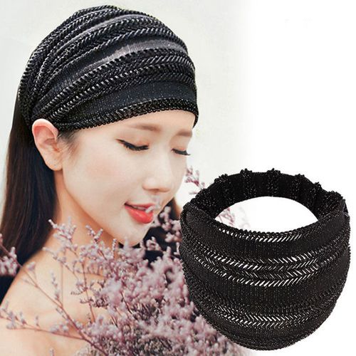 卓梦影 遮白发帽气质网纱提花闪亮粉遮白发宽发带蕾丝女头巾发套发帽