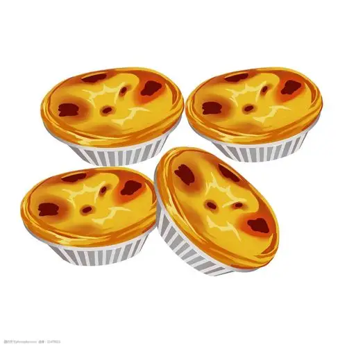 手绘食物美食黄色蛋挞卡通可爱