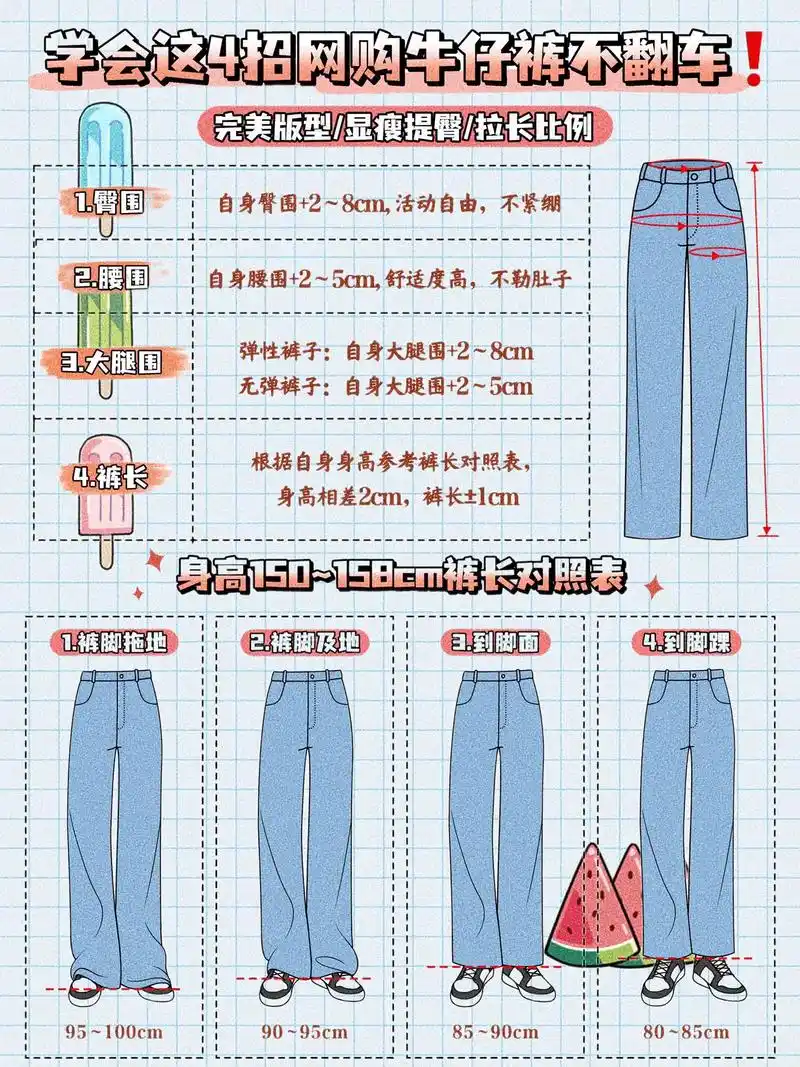 一张尺码表帮你选到完美牛仔裤.