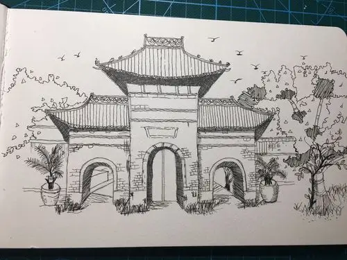 每日一绘11建筑速写白马寺