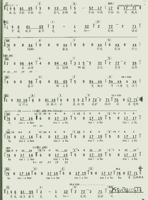 不怕不怕_歌谱简谱_哆来咪123曲谱网