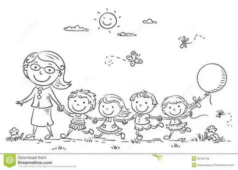 家长在孩子去幼儿园简笔画