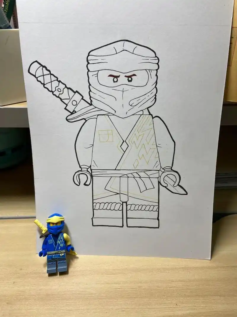 乐高幻影忍者杰 绘画小白,画两幅自娱自乐  杰是照着乐高画的.凯临摹