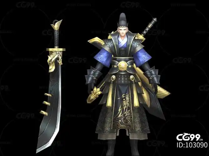 国风玄幻角色 手绘模型 大刀战士 锦衣卫 帅哥