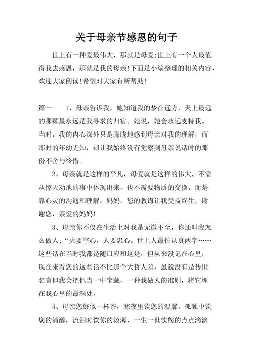 关于母亲节感恩的句子docx