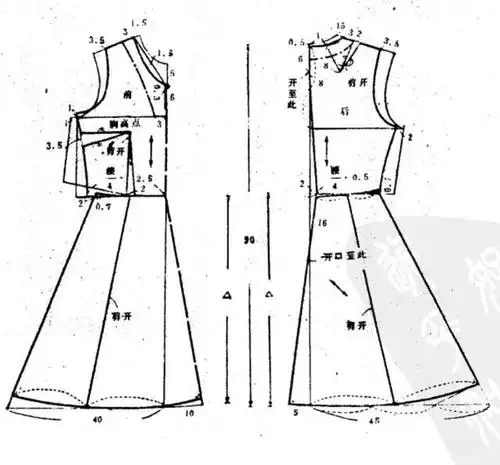 流行裙装裁剪333款之披肩无袖连衣裙裁剪制版纸样6