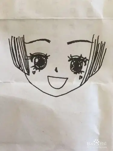 爱好 > 书画/音乐 1 首先在白纸上,用黑色碳素笔画出女孩的眉毛和眼睛