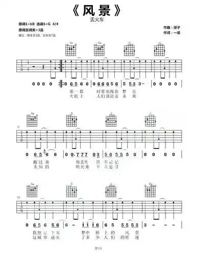 3,找达达乐队《不经意间》吉他曲谱