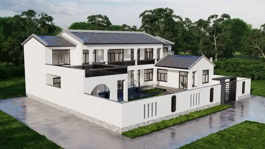 34m建筑地点丨广东肇庆2层新中式风格三合院极简主义—现代风格///极