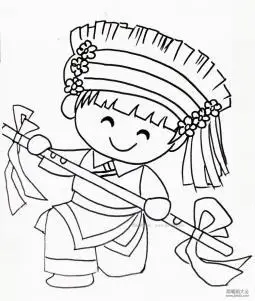 白族小女孩简笔画