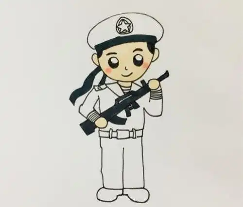 卡通海军简笔画教程 彩色海军简笔画怎么画