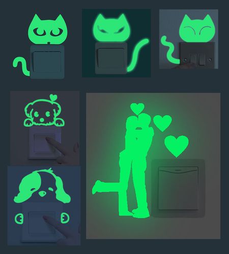 多款夜光开关贴循环发光卡通可爱夜光请按门铃开关贴纸夜光墙贴纸