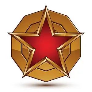 的红色五角星与纹章矢量圆形表面照片