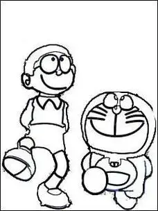 哆啦a梦和大雄竹蜻蜓简笔画