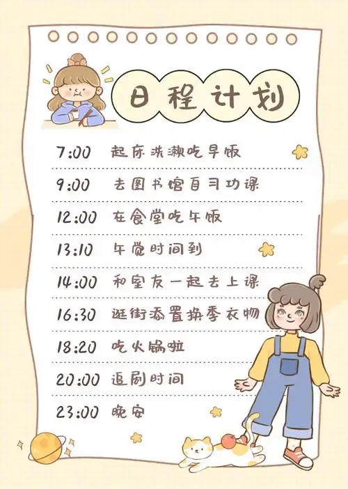 手绘风日程计划手帐