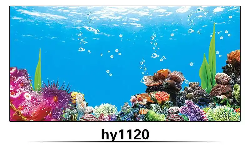 鱼缸背景贴纸鱼缸背景贴纸海洋海底世界正面自带胶红龙鱼蓝色高清耐用