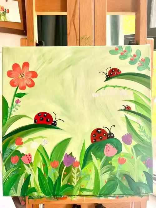 儿童油画森林里的故事