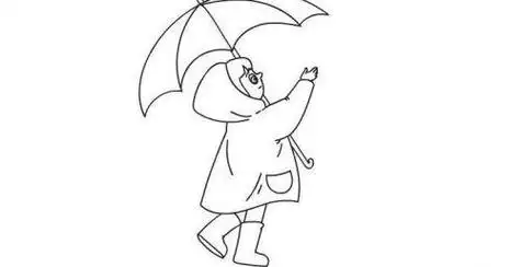 小姑娘一看就会打雨伞的小女孩儿童简笔画妈妈抱着孩子打着雨伞简笔画