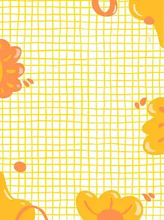 手绘涂鸦可爱橙色儿童手帐卡通格子电商背景