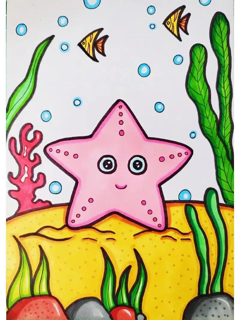 《海星》简笔画 奇妙的海洋世界,可爱的小海星