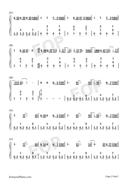 来自天堂的魔鬼-完美钢琴版双手简谱预览2