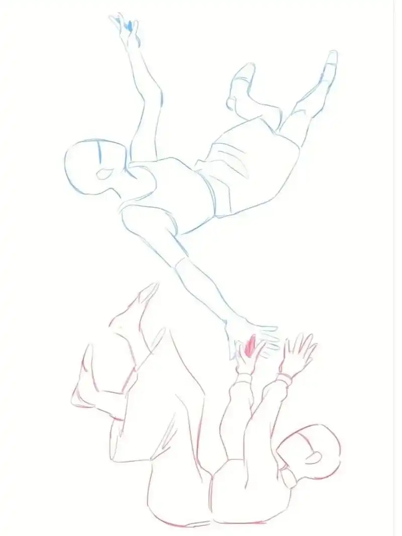 人物下坠姿势动态绘画参考