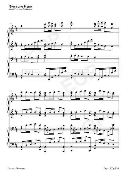 卡农-四手联弹版五线谱预览13