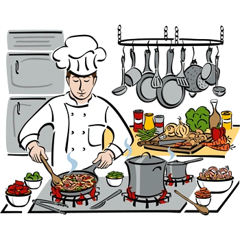 手绘做菜的厨师