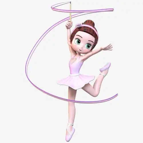 立体,女孩,卡通,少儿,芭蕾,芭蕾舞,舞蹈,舞者,跳舞,彩带,彩带舞,可爱