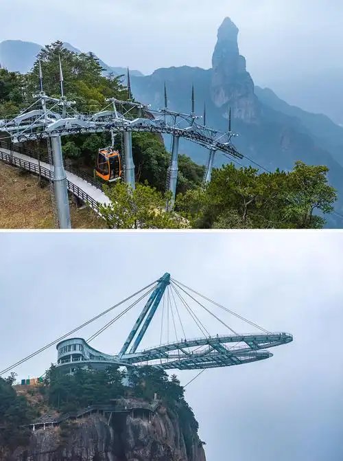 缓步登上南天顶,走上探向深渊的全透明玻璃观景台,360度无死角的视野