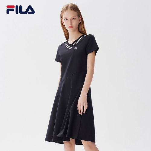 fila斐乐女士连衣裙2021夏季新款时尚休闲修身透气运动连衣裙